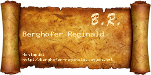 Berghofer Reginald névjegykártya
